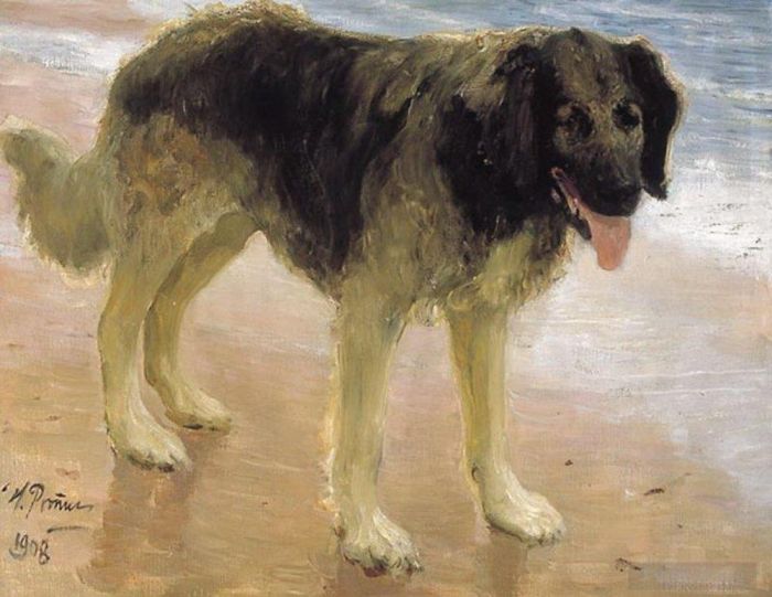 Ilya Repin Ölgemälde - Der beste Freund des Menschen, Hund 1908