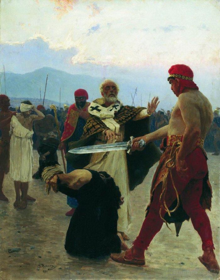 Ilya Repin Ölgemälde - Nikolaus von Myra beseitigt den Tod von drei unschuldigen Gefangenen 1890