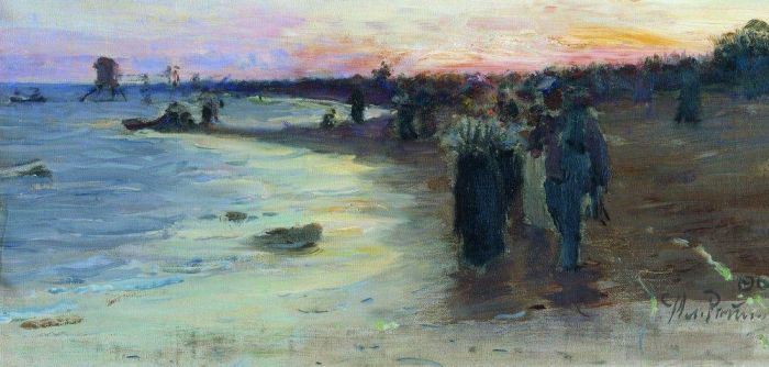 Ilya Repin Ölgemälde - Am Ufer des Finnischen Meerbusens 1903
