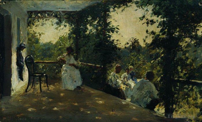 Ilya Repin Ölgemälde - Auf der Terrasse 1901
