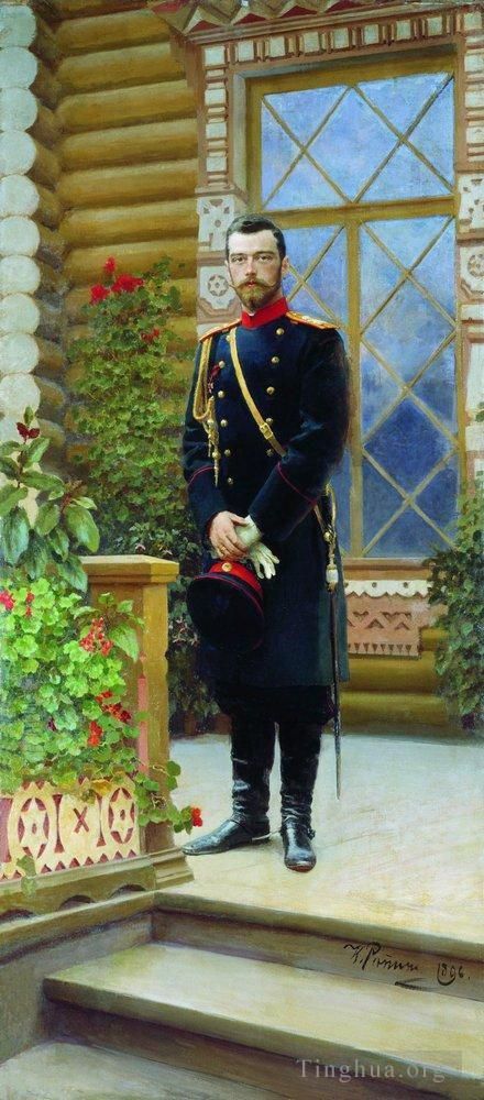 Ilya Repin Ölgemälde - Porträt von Kaiser Nikolaus II. auf der Veranda 1896