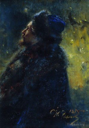 Ilya Repin Werk - Porträt des Malers Viktor Michailowitsch Wasnezow, Studie für das Bild Sadko im Unterwasser, 1875