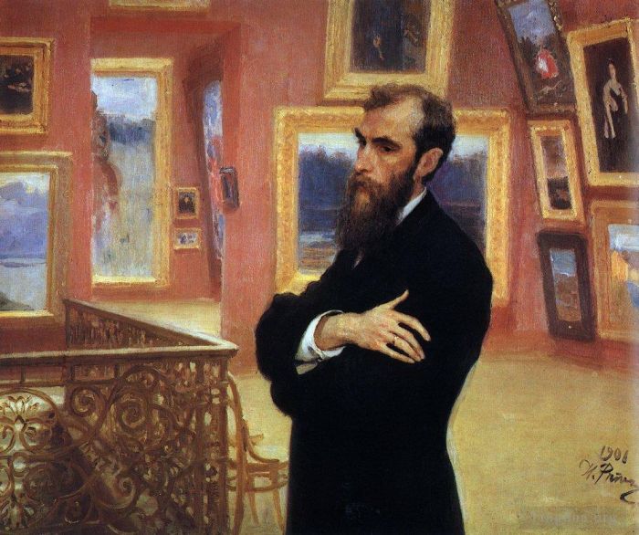 Ilya Repin Ölgemälde - Porträt von Pawel Tretjakow, Gründer der Tretjakow-Galerie, 1901