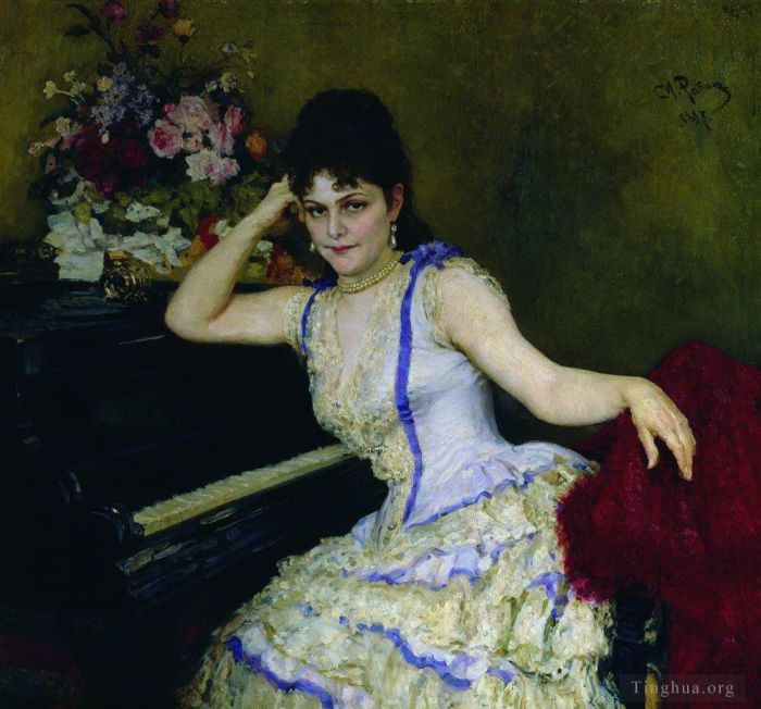 Ilya Repin Ölgemälde - Porträt der Pianistin und Professorin des Sankt Petersburger Konservatoriums Sophie Menter 1887