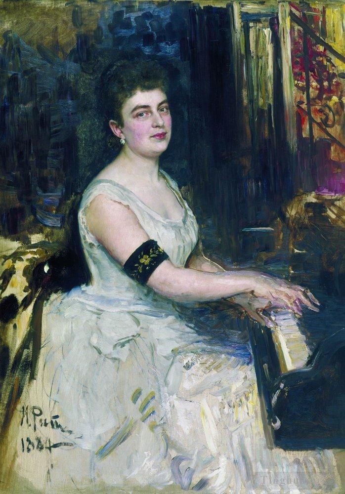 Ilya Repin Ölgemälde - Porträt des Pianisten MK Benoit 1887
