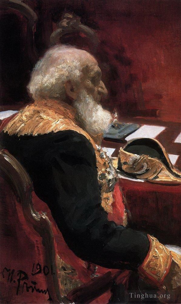 Ilya Repin Ölgemälde - Porträt des Ehrenmitglieds der Akademie der Wissenschaften und der Akademie der Künste PP Semenov Tian