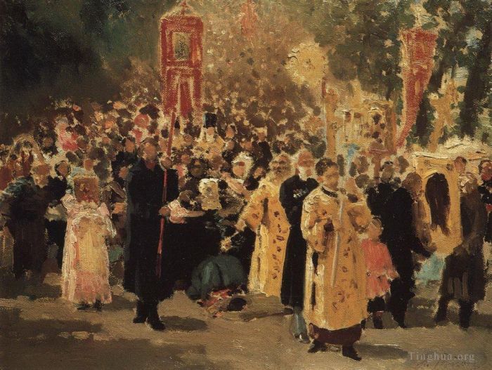 Ilya Repin Ölgemälde - Prozession im Eichenwald, Erscheinung der Ikone 1878