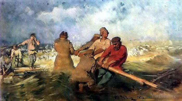 Ilya Repin Ölgemälde - Sturm auf der Wolga 1891