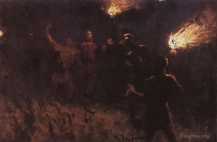 Ilya Repin Ölgemälde - Christus in Gewahrsam nehmen 1886