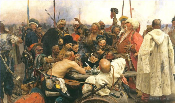 Ilya Repin Ölgemälde - Antwort der zaporozhischen Kosaken an Sultan Mehmed IV. des Osmanischen Reiches
