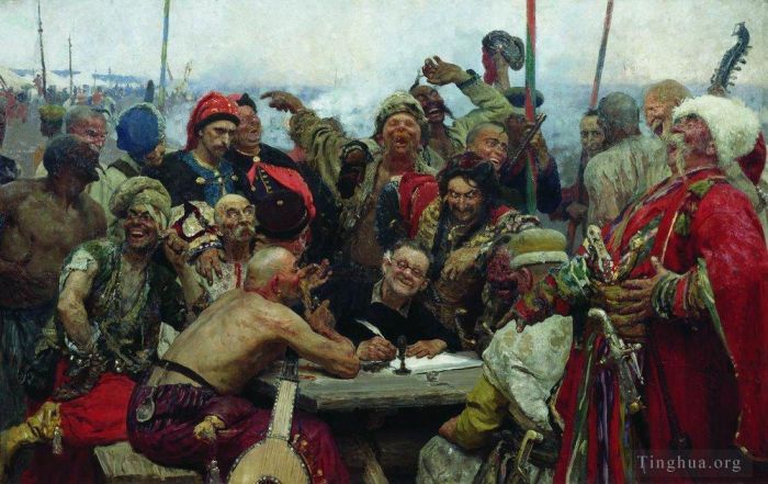 Ilya Repin Ölgemälde - Die antwort der zaporoschischen kosaken an sultan mahmud iv. 1896