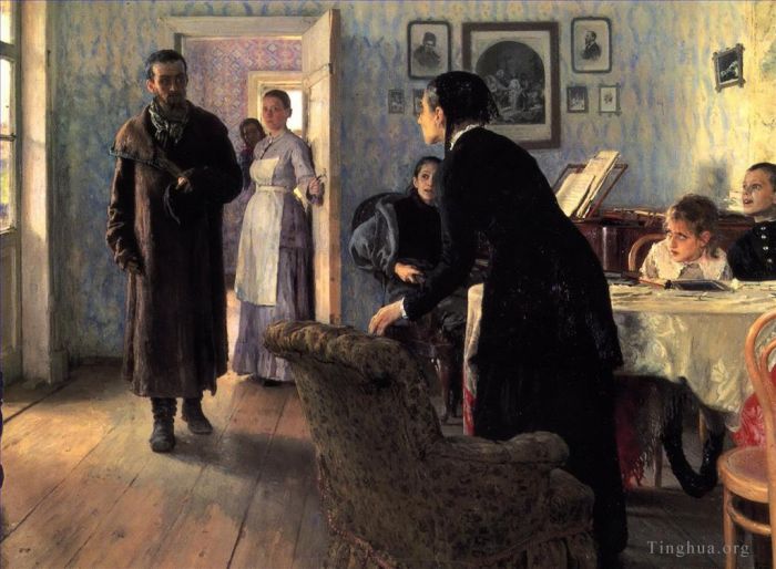 Ilya Repin Ölgemälde - Unerwartete Besucher 1888