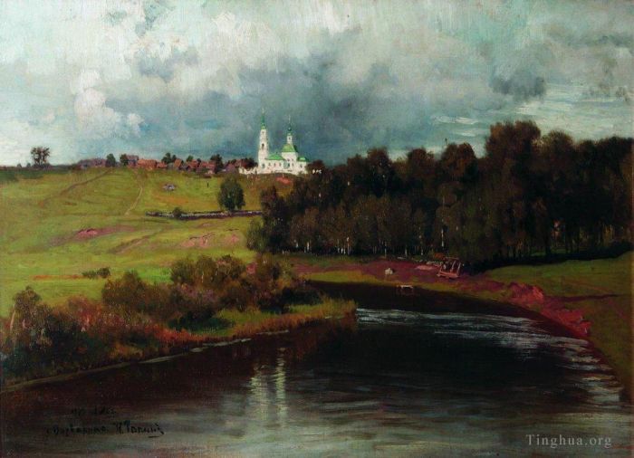 Ilya Repin Ölgemälde - Blick auf das Dorf Varvarino 1878