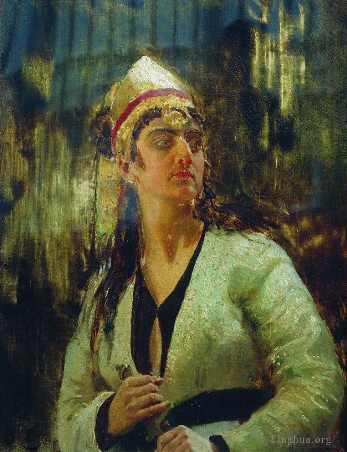 Ilya Repin Ölgemälde - Frau mit Dolch