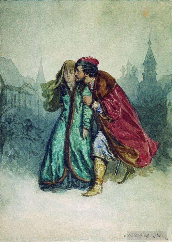 Ilya Repin Andere Malerei - Der Kaufmann Kalaschnikow 1868