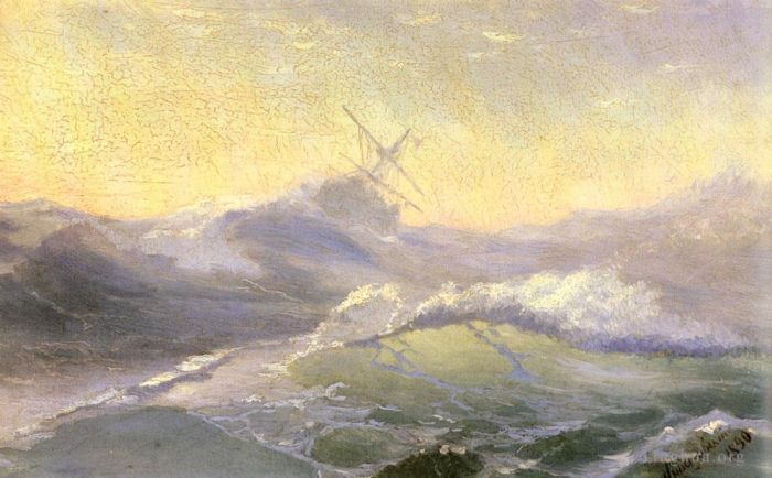 Ivan Konstantinovich Aivazovsky Ölgemälde - Meereslandschaft „Bracing The Waves“.