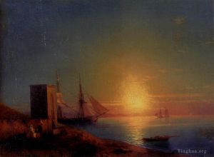 Ivan Konstantinovich Aivazovsky Werk - Figuren in einer Küstenlandschaft bei Sonnenuntergang