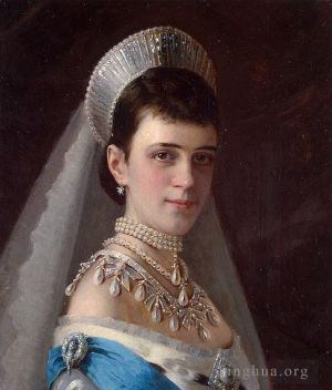 Ivan Kramskoi Werk - Porträt der Kaiserin Maria Fjodorowna in einem mit Perlen verzierten Kopfschmuck