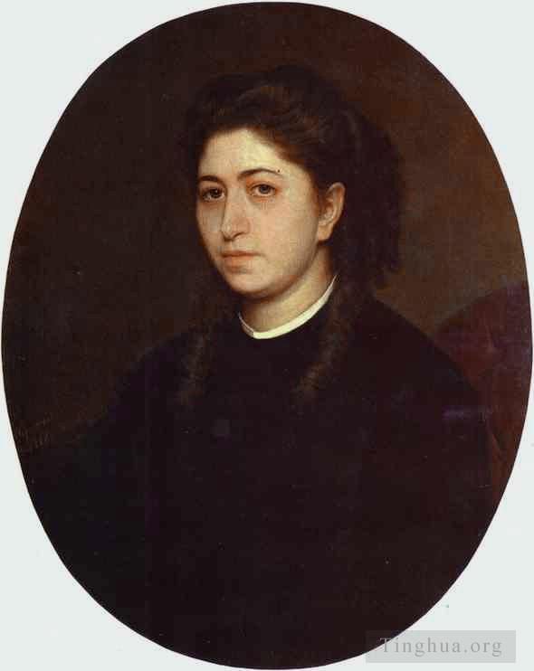 Ivan Kramskoi Ölgemälde - Porträt einer jungen Frau in schwarzem Samt