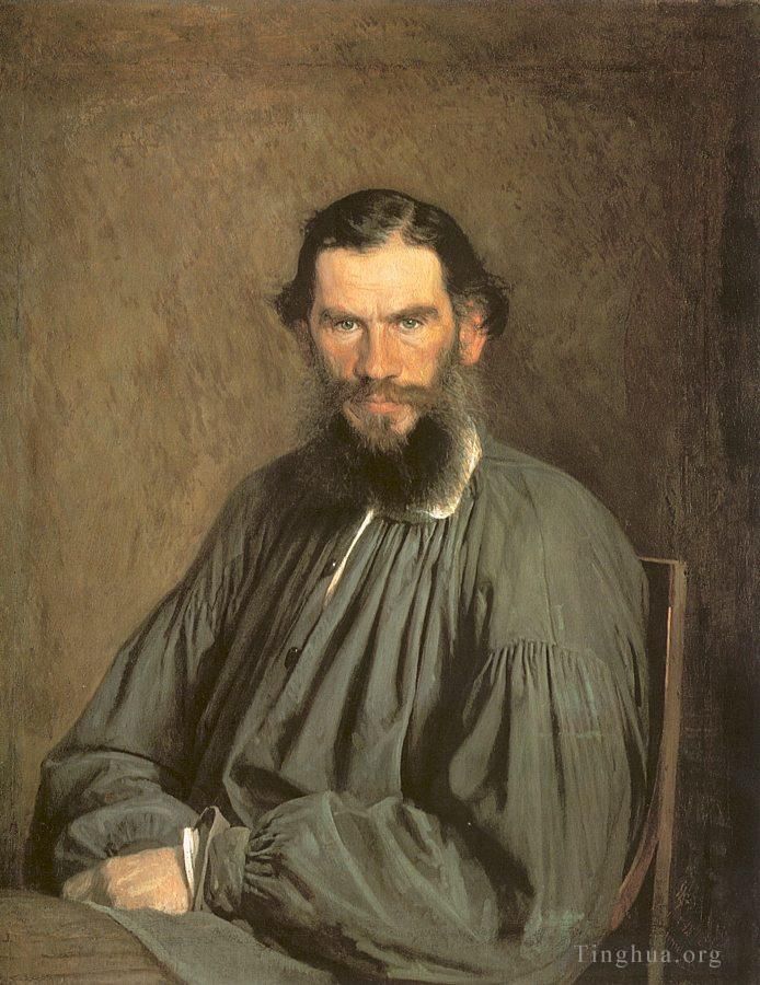 Ivan Kramskoi Ölgemälde - Porträt des Schriftstellers Leo Tolstoi