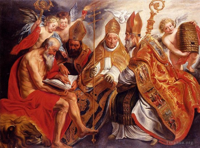Jacob Jordaens Ölgemälde - Jordaens Die vier Väter der lateinischen Kirche