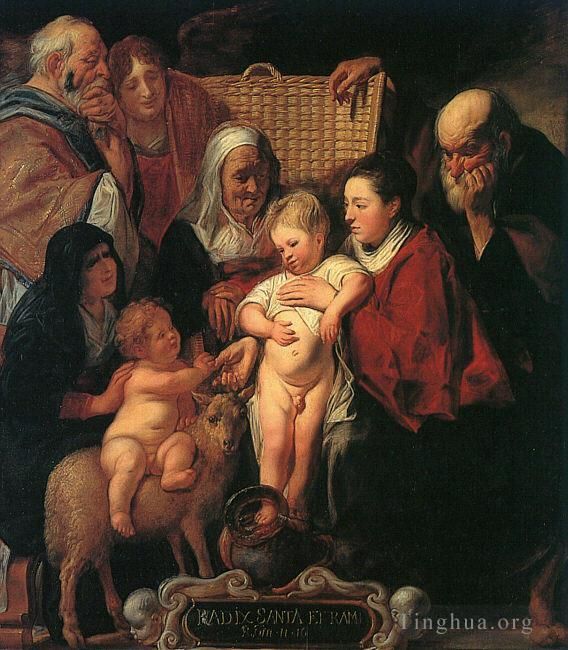 Jacob Jordaens Ölgemälde - Die Heilige Familie mit der Heiligen Anna, der jungen Täuferin, und seinen Eltern