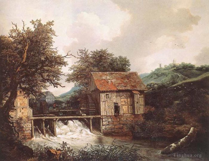 Jacob van Ruisdael Ölgemälde - Zwei Wassermühlen und eine offene Schleuse in der Nähe von Singraven