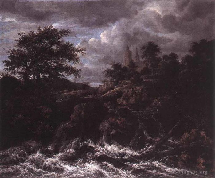 Jacob van Ruisdael Ölgemälde - Wasserfall bei einer Kirche