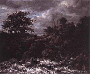 Jacob van Ruisdael Werk - Wasserfall bei einer Kirche