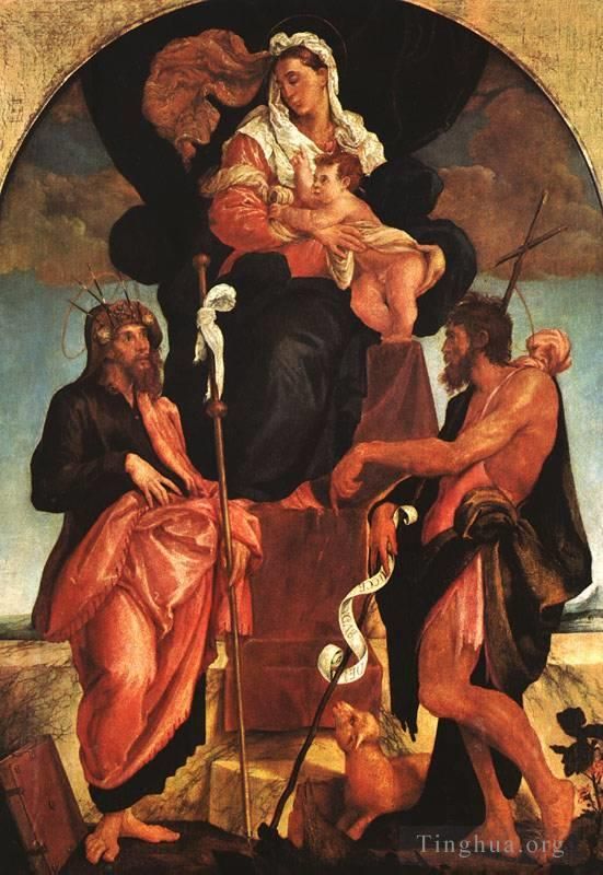 Jacopo Bassano Ölgemälde - Madonna und Kind mit Heiligen