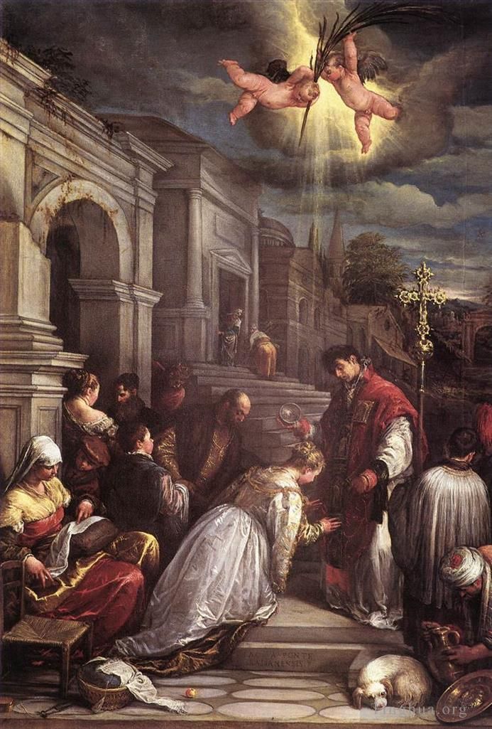 Jacopo Bassano Ölgemälde - St. Valentin tauft St. Lucilla
