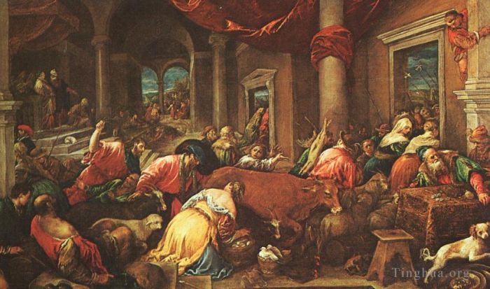 Jacopo Bassano Ölgemälde - Die Reinigung des Tempels
