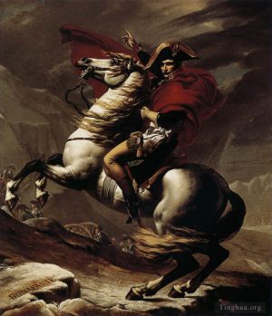 Jacques-Louis David Werk - Bonaparte Ruhe auf einem feurigen Ross beim Überqueren der Alpen Napoleon