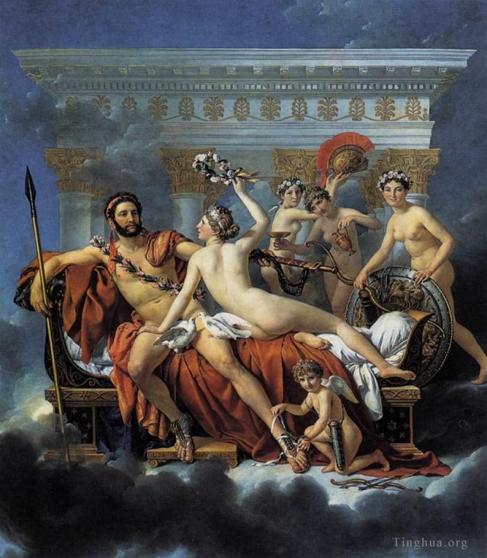 Jacques-Louis David Ölgemälde - Der Mars wird von Venus und den drei Grazien entwaffnet
