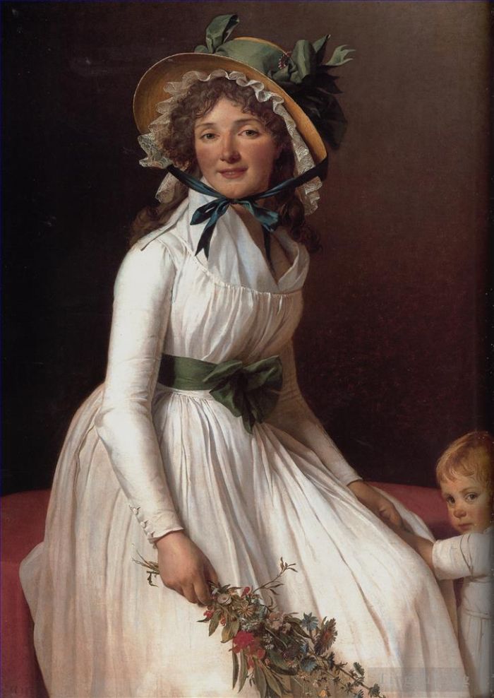 Jacques-Louis David Ölgemälde - Porträt von Emilie Serizait und ihrem Sohn