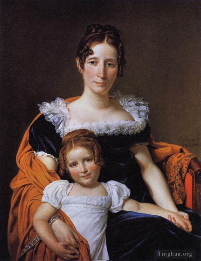 Jacques-Louis David Ölgemälde - Porträt der Comtesse Vilain XIIII. und ihrer Tochter