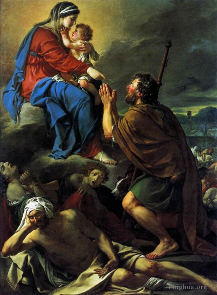 Jacques-Louis David Ölgemälde - Der heilige Rochus bittet die Jungfrau Maria, Pestopfer zu heilen