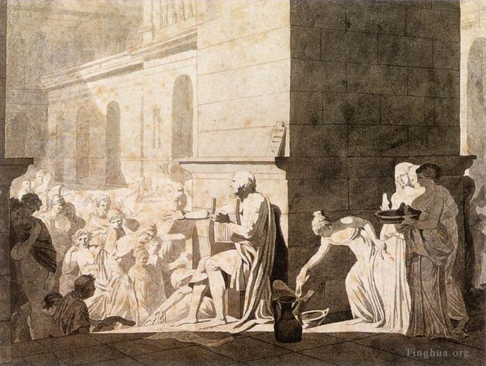 Jacques-Louis David Andere Malerei - Homer rezitiert den Griechen seine Verse
