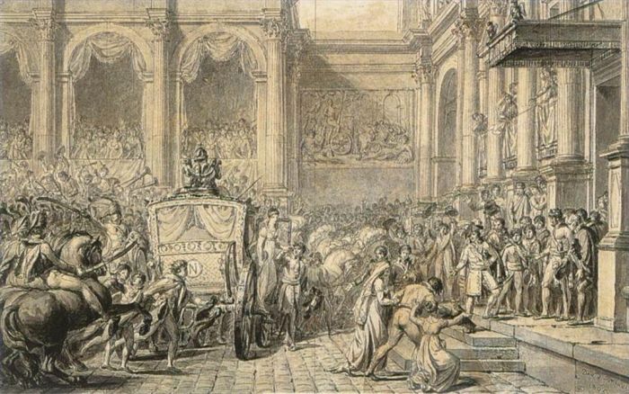 Jacques-Louis David Andere Malerei - Die Ankunft im Hotel de Ville