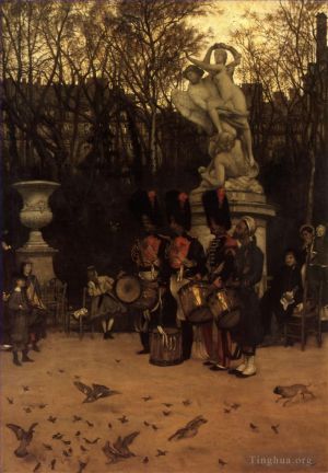 James Tissot Werk - Den Rückzug in den Tuileriengärten überwinden
