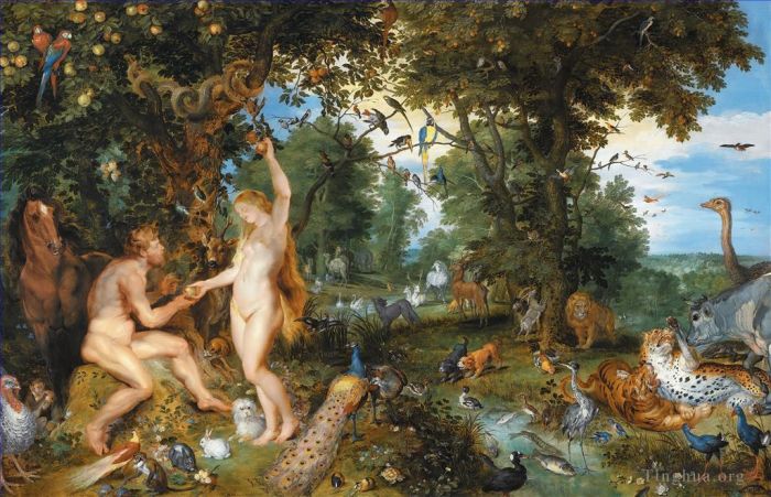 Jan Brueghel the Elder Ölgemälde - Er erlebte paradiesische Momente mit Adam und Eva