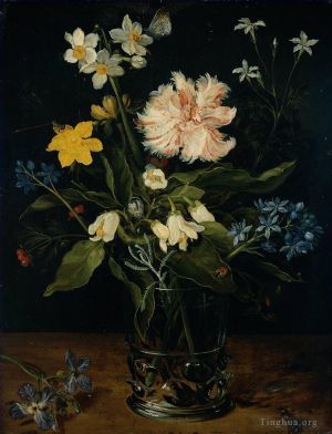 Jan Brueghel the Elder Werk - Stillleben mit Blumen im Glas