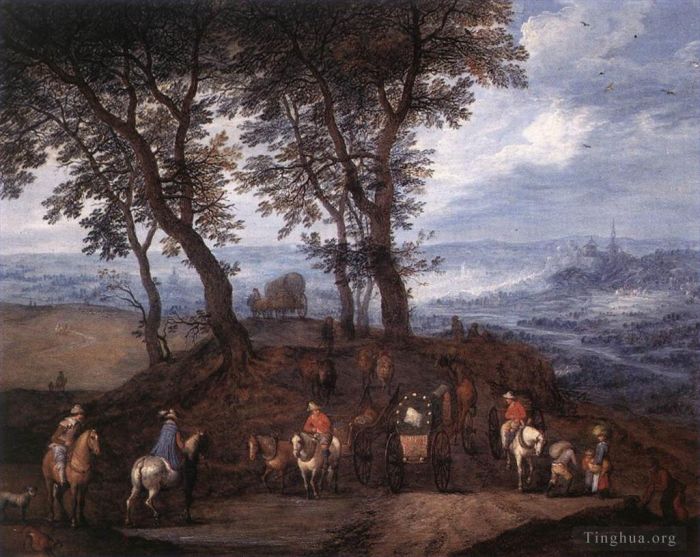 Jan Brueghel the Elder Ölgemälde - Reisende auf dem Weg