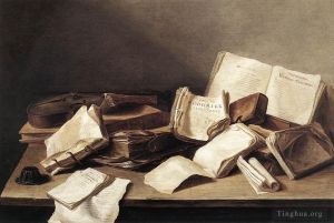 Jan Davidsz de Heem Werk - Stillleben mit Büchern 1628