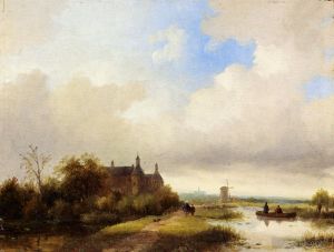 Jan Jacob Coenraad Spohler Werk - Reisende auf einem Weg Haarlem in der Ferne