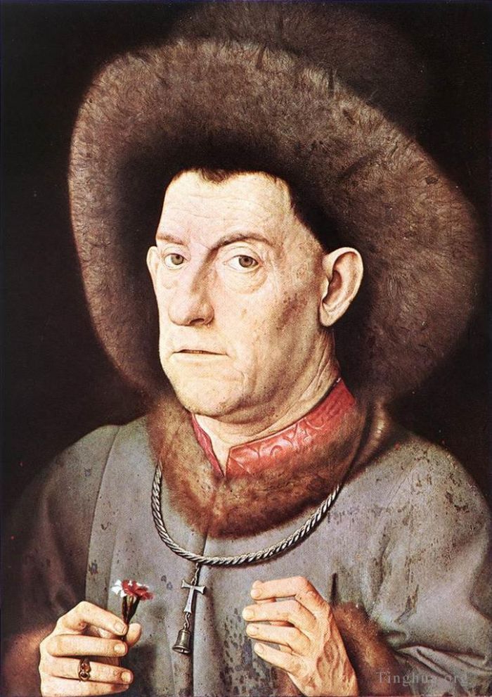 Jan van Eyck Ölgemälde - Porträt eines Mannes mit Nelke