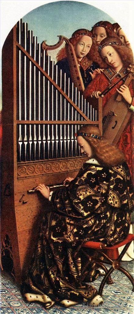 Jan van Eyck Ölgemälde - Die musizierenden Engel des Genter Altars