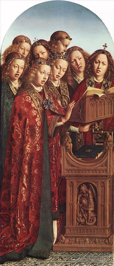 Jan van Eyck Ölgemälde - Das Genter Altarbild Singende Engel