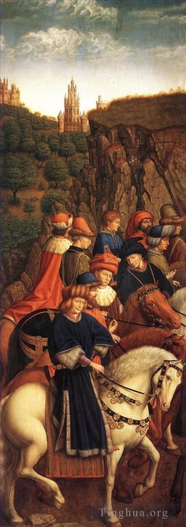 Jan van Eyck Ölgemälde - Das Genter Altarbild „Die gerechten Richter“.