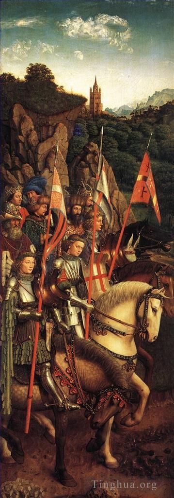 Jan van Eyck Ölgemälde - Das Genter Altarbild Die Soldaten Christi
